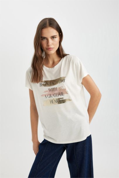 Crew Neck Printed Short Sleeve T-Shirt