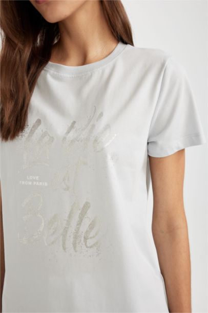 Regular Fit Crew Neck Printed Short Sleeve T-Shirt