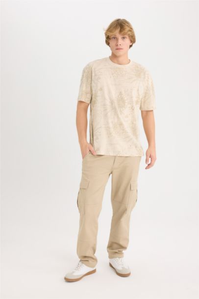 Boxy Fit Crew Neck Printed Short Sleeve T-Shirt