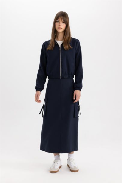 Regular Kalıp Polo Yaka Fermuarlı Mevsimlik Bomber Ceket