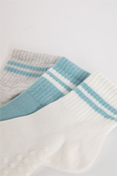 Erkek Bebek Dikişsiz 3'lü Pamuklu Uzun Çorap
