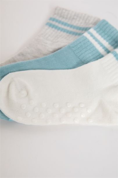 Erkek Bebek Dikişsiz 3'lü Pamuklu Uzun Çorap