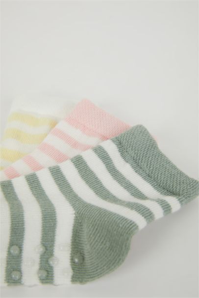 Kız Bebek Dikişsiz 3'lü Pamuklu Uzun Çorap
