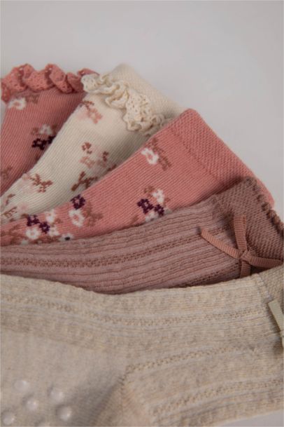 Длинные носки из хлопка для малышей девочек, 5 пар