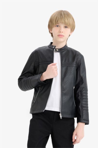 Boy Waterproof Faux Leather Jacket