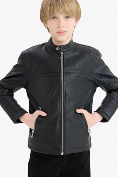 Boy Waterproof Faux Leather Jacket