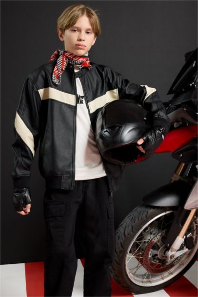 Boy College Collar Waterproof Bomber Jacket