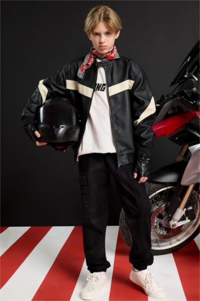 Boy College Collar Waterproof Bomber Jacket