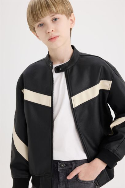 Boy College Collar Waterproof Bomber Jacket