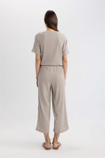 Wide Leg Normal Waist Straight Leg Midi Trousers