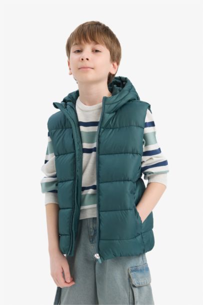 Boy Waterproof Hooded Puffer Vest