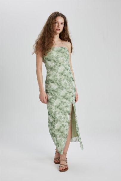 Strapless Tulle Midi Dress