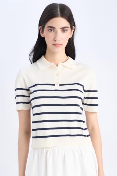 Pull Col Polo Rayé
