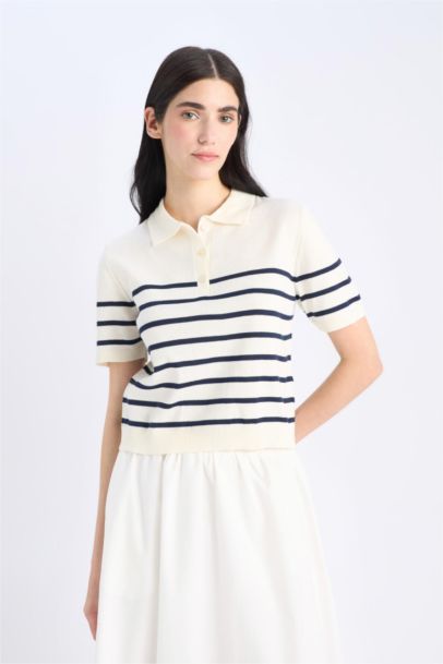 Pull Col Polo Rayé