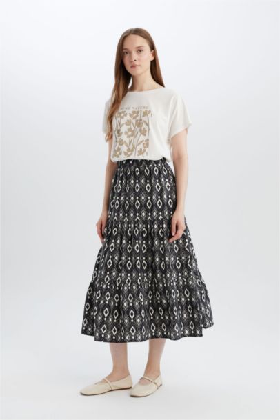 Patterned Aerobin Midi Skirt