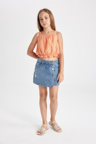 بلوزة بناتي قطن بحمالات