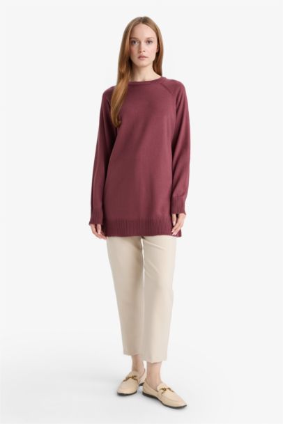 Regular Fit Crew Neck Basic Tunic Pullover