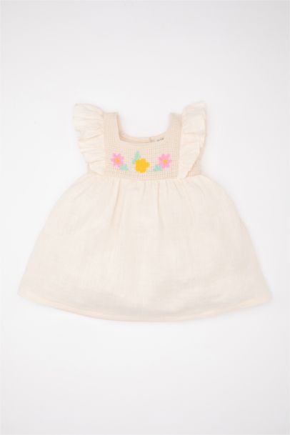 Robe en Mousseline à Manches Courtes Fleurie pour Bébé Fille