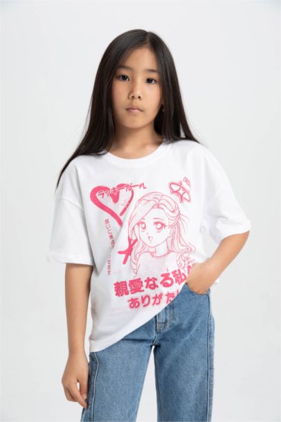 تيشيرت بناتي نص ردن قصة مريحة