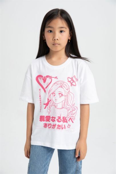 تيشيرت بناتي نص ردن قصة مريحة