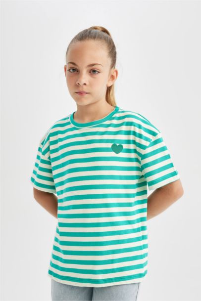 Girl Oversize Fit Crew Neck Printed T-Shirt