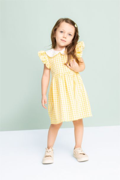 Baby Girl Checkered Short Sleeve Poplin Dress