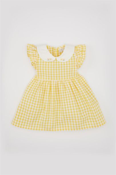 Baby Girl Checkered Short Sleeve Poplin Dress