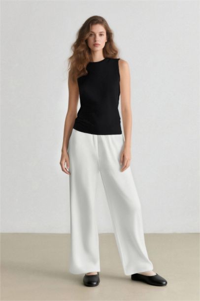 Wide Leg Linen Blended Trousers