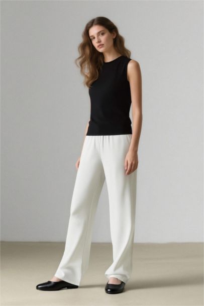 Wide Leg Linen Blended Trousers