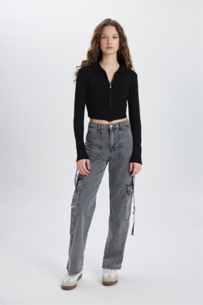 Slim Fit Polo Collar Camisole Cardigan