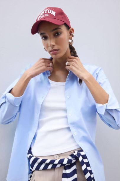 قميص سادة بيزك ردن طويل أوكسفورد اوفر سايز