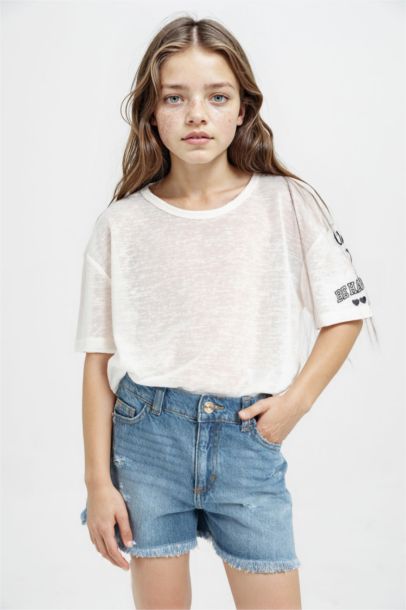 Girl Oversize Fit Printed Short Sleeve T-Shirt