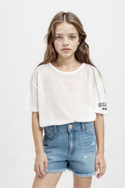Girl Oversize Fit Printed Short Sleeve T-Shirt