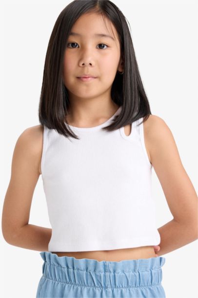 كروب توب ابيض سليم فيت بياخة مستديرة