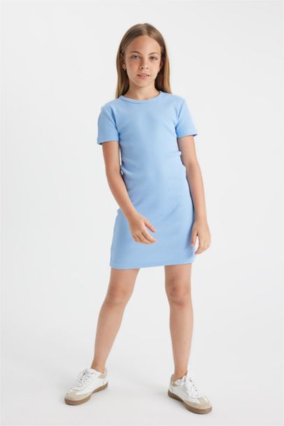 Girl Ribbed Camisole Short Sleeve Dress