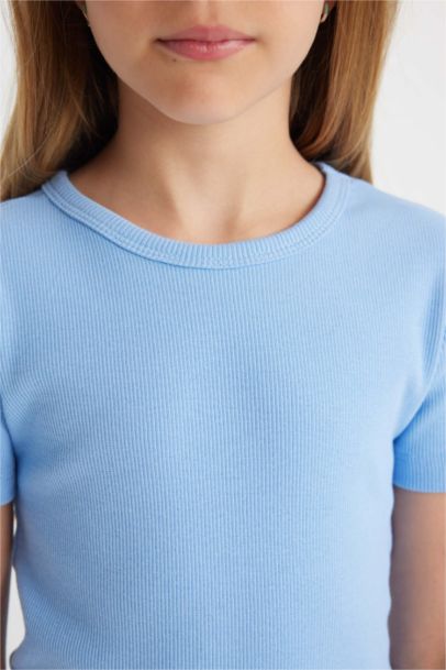 Girl Ribbed Camisole Short Sleeve Dress