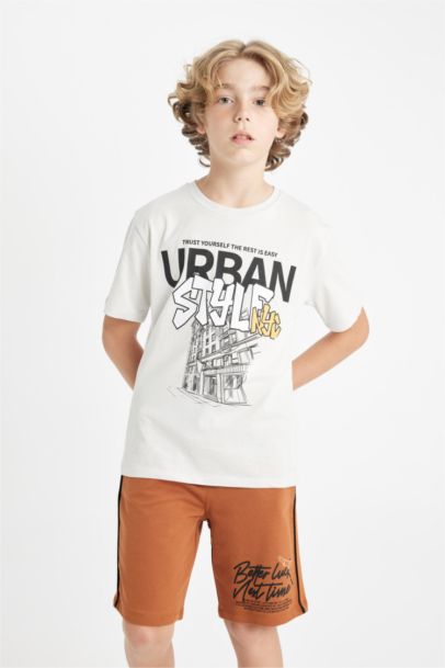 تيشيرت ولادي نص ردن مطبوع قصة عادية