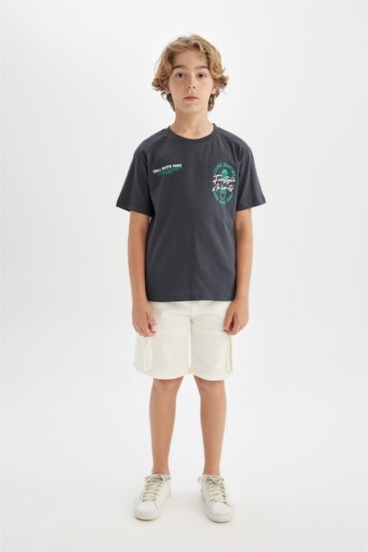 Boy Crew Neck Back Printed Short Sleeve T-Shirt