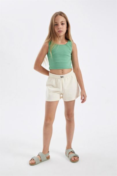 Girl Woven Labeled Shorts