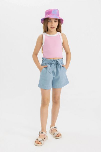 كيمونه بناتي بدون ردن برقبة مستديرة