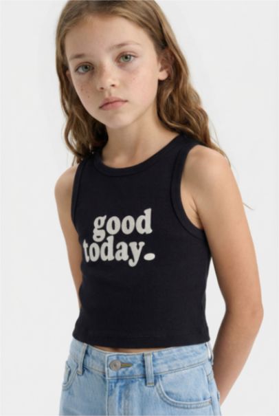 Girl Crew Neck Slogan Patterned Crop Top