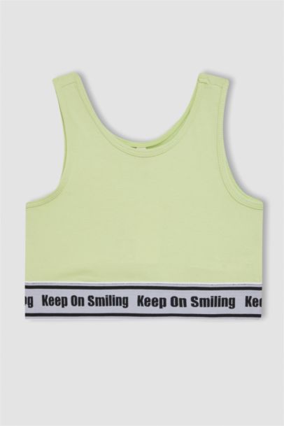 كروب توب بدون كم برقبة مستديرة