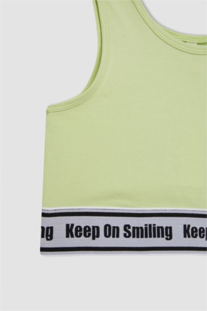 كروب توب بدون كم برقبة مستديرة