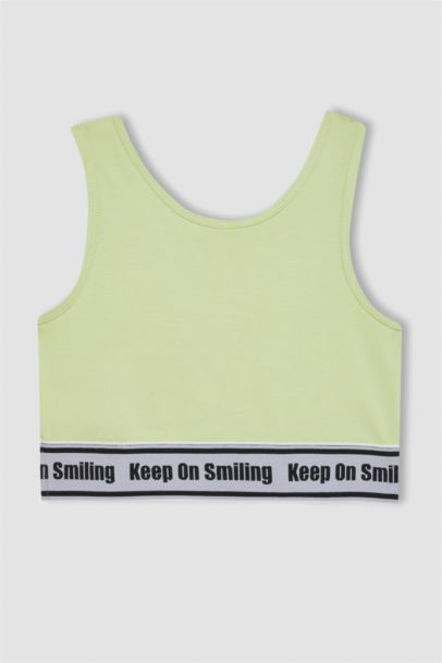 كروب توب بدون كم برقبة مستديرة