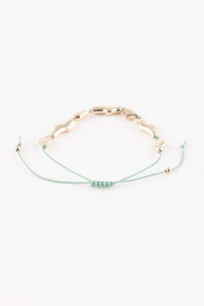 Woman Green String Gold Bracelet