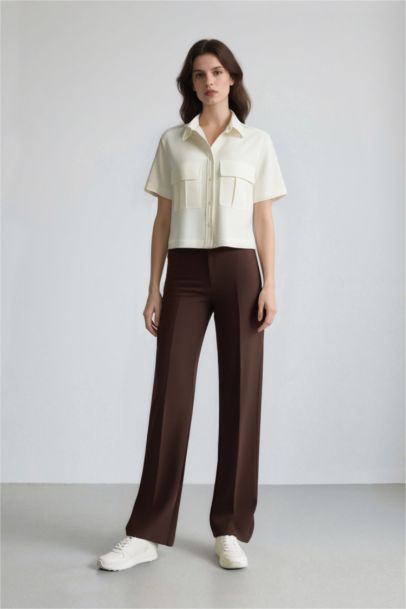 Tencel Short Sleeve Crop Shirt