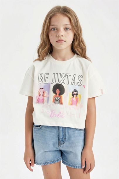 Girl Barbie Crew Neck Short Sleeve T-Shirt