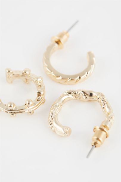 Woman 6 Piece Gold Hoop Earrings