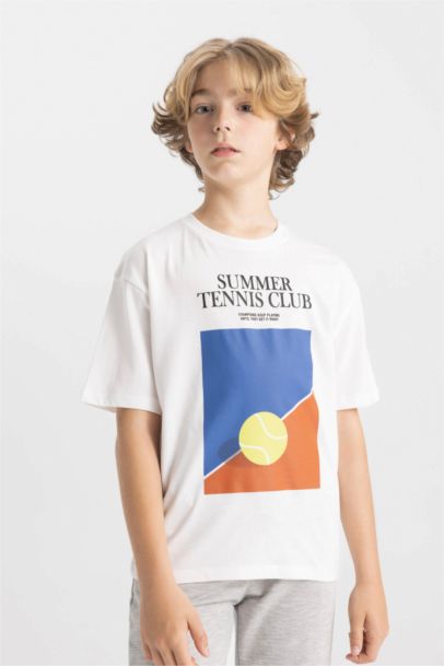 T-Shirt Oversize À Manches Courtes Imprimé Col Ras Du Cou Garçon