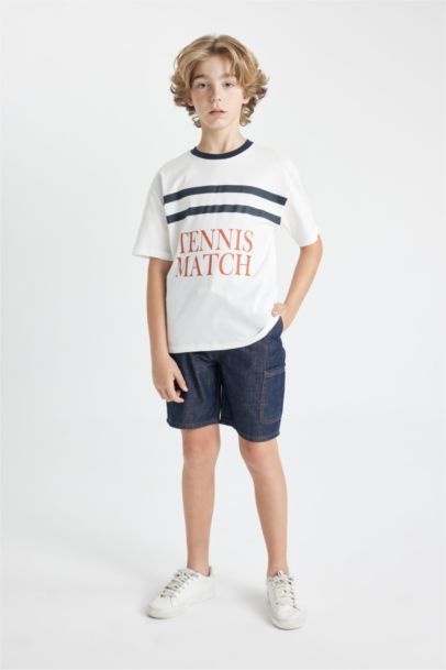 تيشيرت نص كم اولادي اوفر سايز برقبة مستديرة